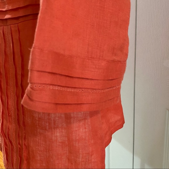 Tabi Boho Linen Shirt Tunic Women’s Size Medium Burnt Orange - Picture 6 of 10